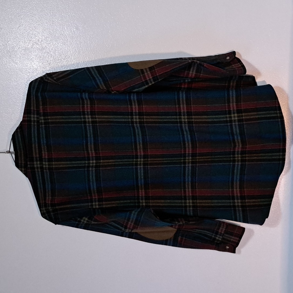 Pendleton Wool Plaid Button Front Shirt XL with elbow patches - Picture 4 of 6